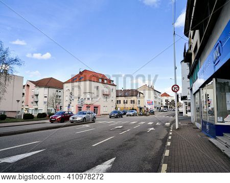 FORBACH, FRANCE - April 14, 2020: Street view of Forbach city, France.