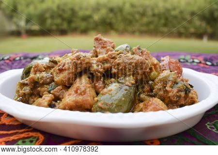 Top View Of Undhiyu A Gujarati Traditional Winter Season Festival Indian Cuisine Very Popular During