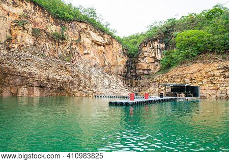 Capitólio - Mg, Brazil - December 09, 2020: Floating Drink Bar At Lake Of Furnas. Tourist Destinatio