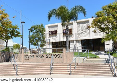 IRVINE, CALIFORNIA - 16 APRIL 2020: Irvine High School a top rated public school in Orange County, California.