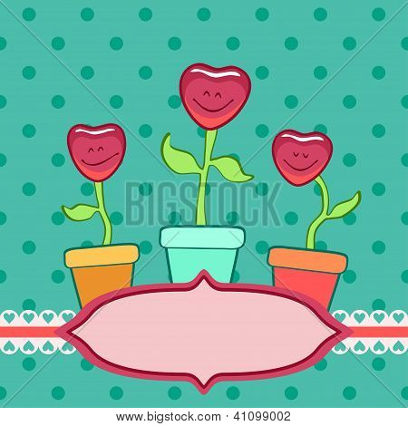 coeurs souriants dans des pots de fleurs