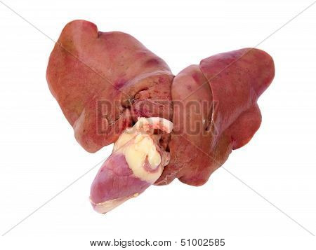 Raw Poultry Offal Hearts And Liver.isolated.
