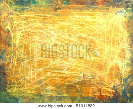 Abstract paint background: yellow,green, and brown patterns. Great for art texture, grunge design, and vintage paper