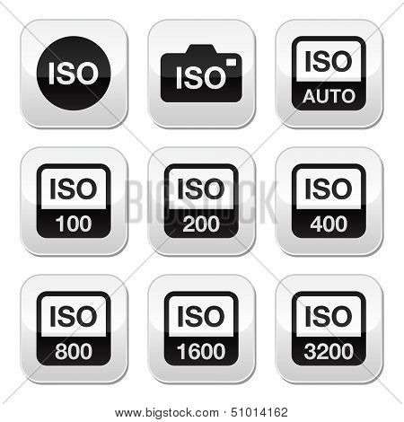 ISO - camera film speed standard buttons set