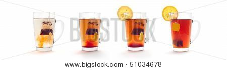 tea in a glass cup with a lemon