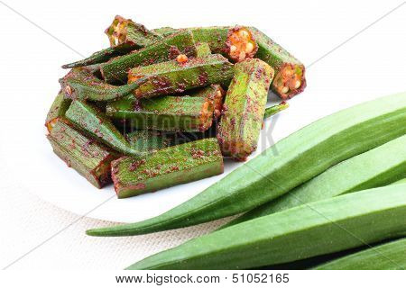 Okra curry with raw okra