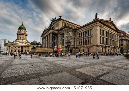 German Cathedral And Concert Hall On Gendarmenmarkt Square In Berlin, Germany