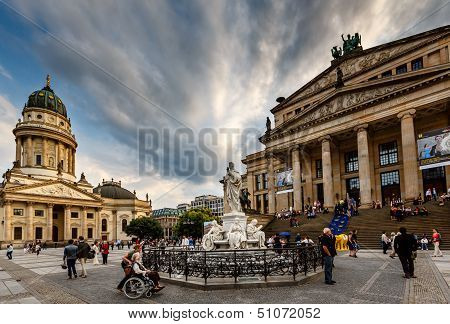 German Cathedral And Concert Hall On Gendarmenmarkt Square In Berlin, Germany