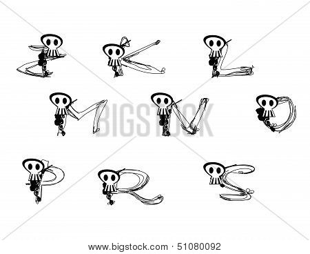 Alphabet With Skulls J - S