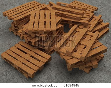 Stack of  three wooden pallets