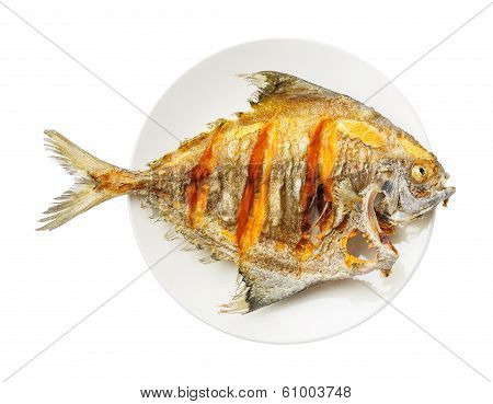 Deep Fried Black Pomfret Fish