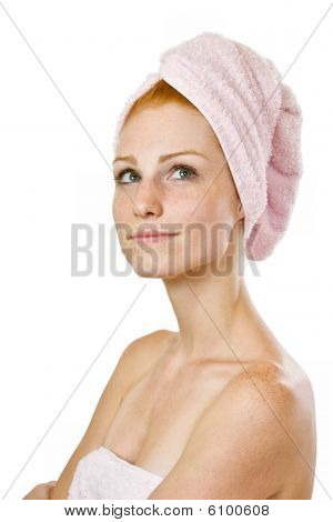 Portrait einer rothaarige Frau Handtuch