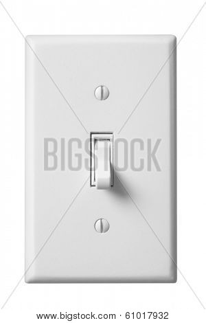 White light switch and faceplate on white background