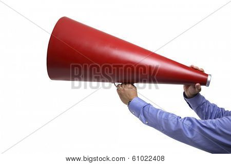Hands holding megaphone