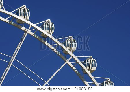 noria booths with blue sky in Zaragoza, Aragon, Spain