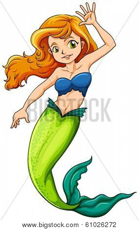 Illustration of a beautiful mermaid on a white background