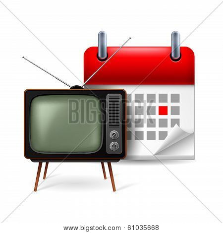Old TV-set and calendar