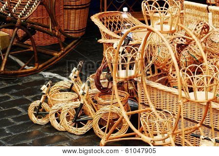 Wicker Baskets And Toys For Sale In Market