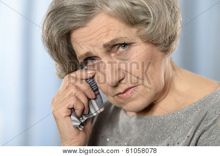 Old woman crying