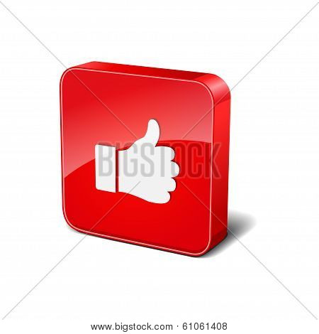 Thumbs Up 3d Rounded Corner Red Vector Icon Button