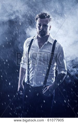 Man Walking in the Snow