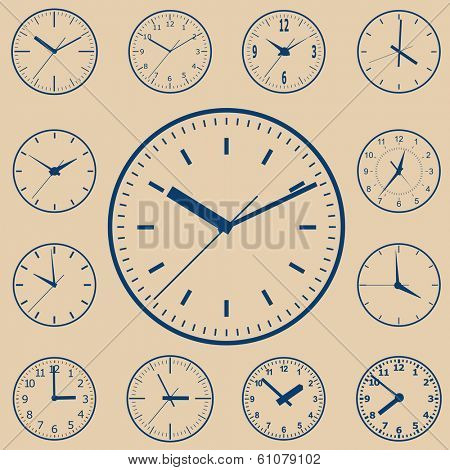 Wall mounted digital clock. Vector illustration.
