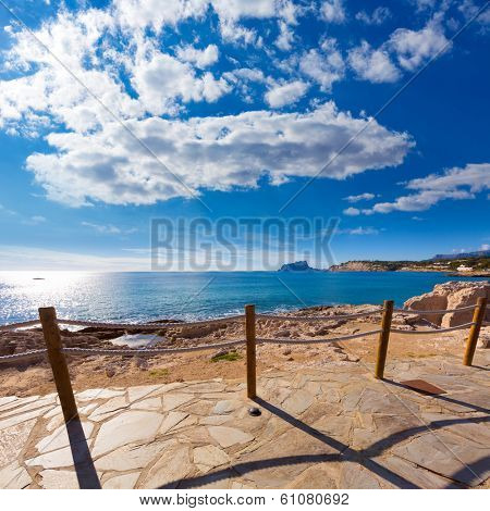 Moraira in Mediterranean with Ifach penon calpe view Alicante at Spain