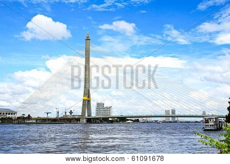 The Rama Viii Bridge Over The Chao Praya River In Bangkok, Thailand.