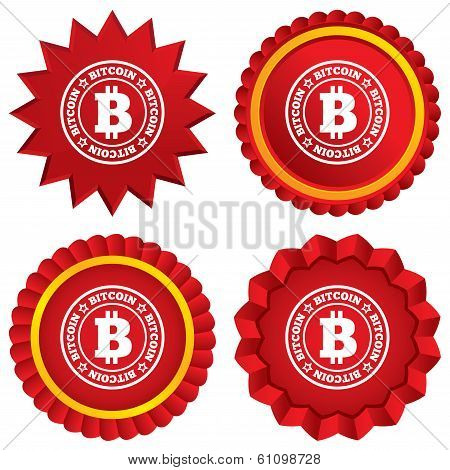 Bitcoin sign icon. Cryptography currency symbol