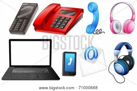 Illustration of different office supplies