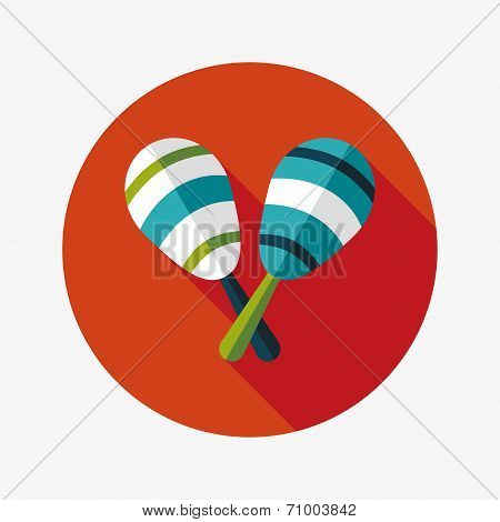 Wooden Rattle Flat Icon With Long Shadow,eps10