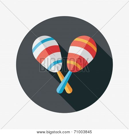 Wooden Rattle Flat Icon With Long Shadow,eps10