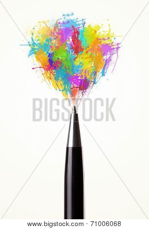 Colored paint splashes coming out of pen