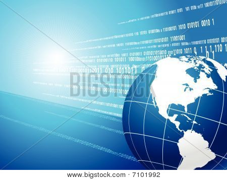 Globe On Binary Code Background