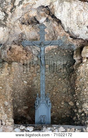 VEPRIC, CROATIA - JUNE 07: The crucifix, Shrine of Our Lady of Lourdes in Vepric, Croatia, on June 07, 2012. 
