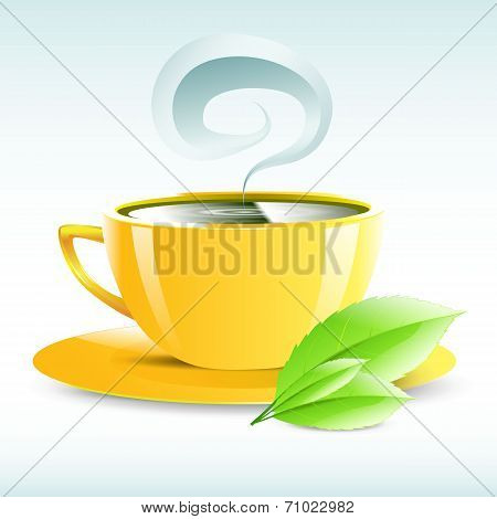 vector illustration of a yellow cup of hot tea grain pairs