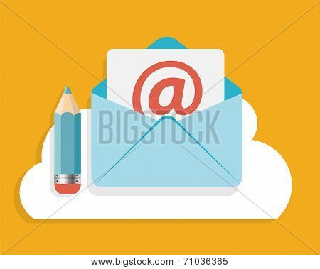Flat Design Concept Email Write Icon Vector Illustration