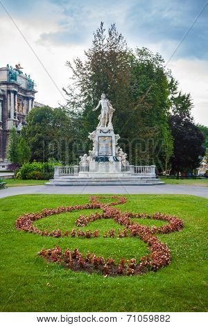 Statue Of Amadeus Mozart With Treble Clef