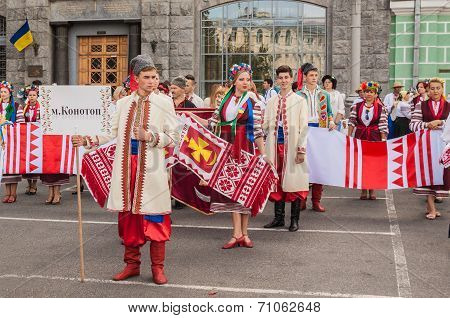A Delegation From The Of Konotop Region In National Traditional Costume  Regions, Ukraine On August