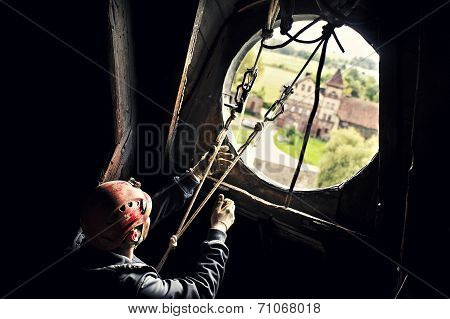 Climber preparing for the jump