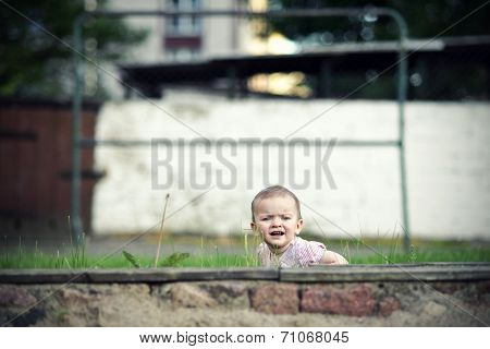 Little girl hiding