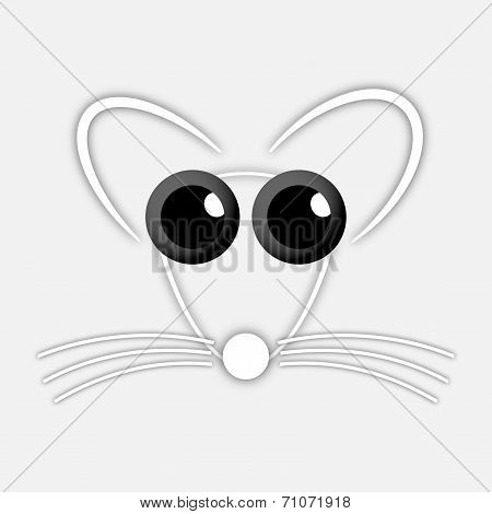 White Drawing Mouse With Black Eyes