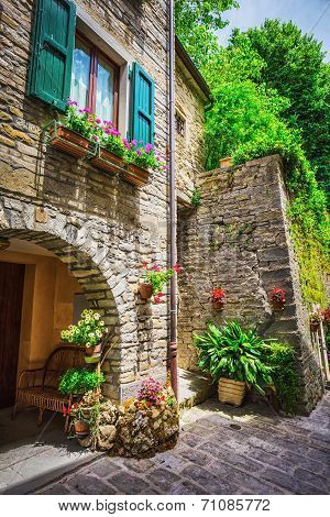 Italian Street In A Small Provincial Town Of Tuscan