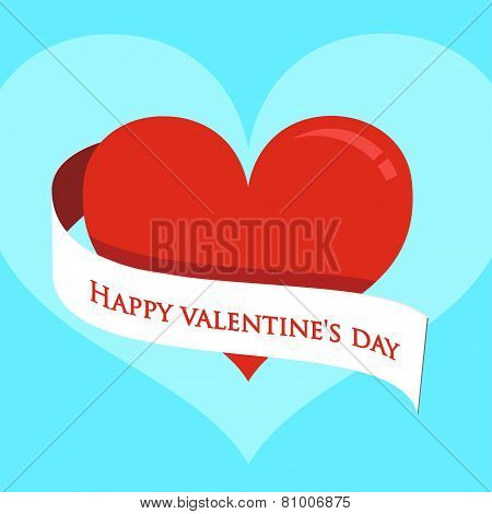 Vector. Red heart on Valentines Day.