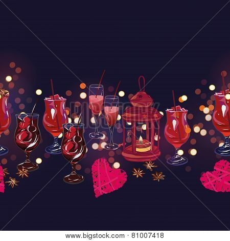 Romantic dating horizontal seamless vector banner