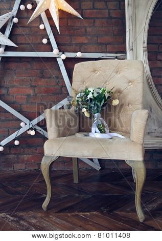 Wedding Bouquet On The Armchair