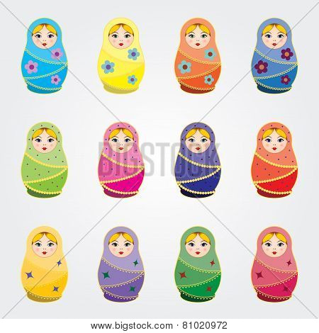 Russian traditional dolls Matryoshkas set