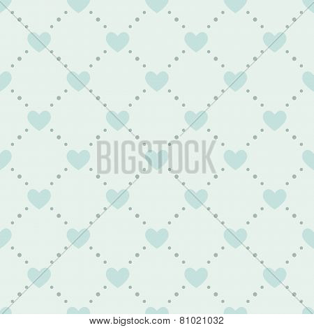 Seamless pattern with hearts in light blue hues