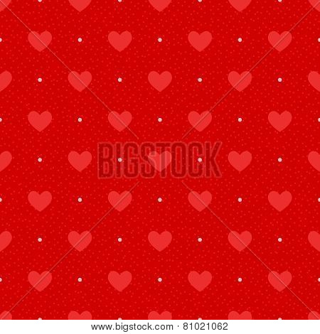 Seamless Valentine pattern with red hearts