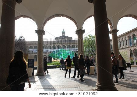 University Of Milan Courtyard During The Milan Design Week
